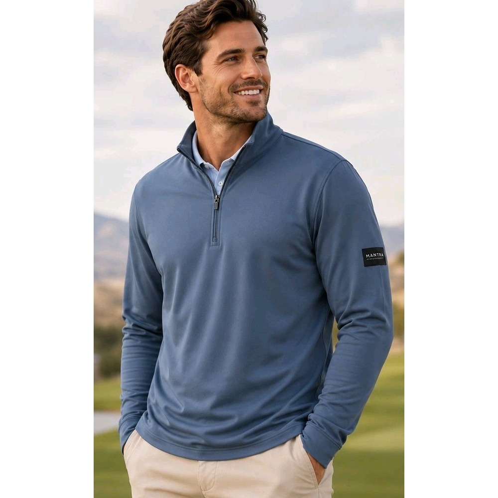 Mantra Men's Essential Pullover Abyss Polo Golf Performance M Sweater NWT